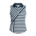 thumbnail image 4 of YMNXA Women's Tank Top Sleeveless Lapel Zip Up Striped Print Comfortable Elegant Sport Tee For Casual Daily Wear,Navy,M, 4 of 4