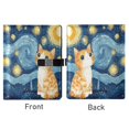 thumbnail image 2 of Leather Planner Leather Notebook Notebook Journal Binder Design Pen Pocket Design Convenient for Storage Starry Night Cute Cat, 2 of 6