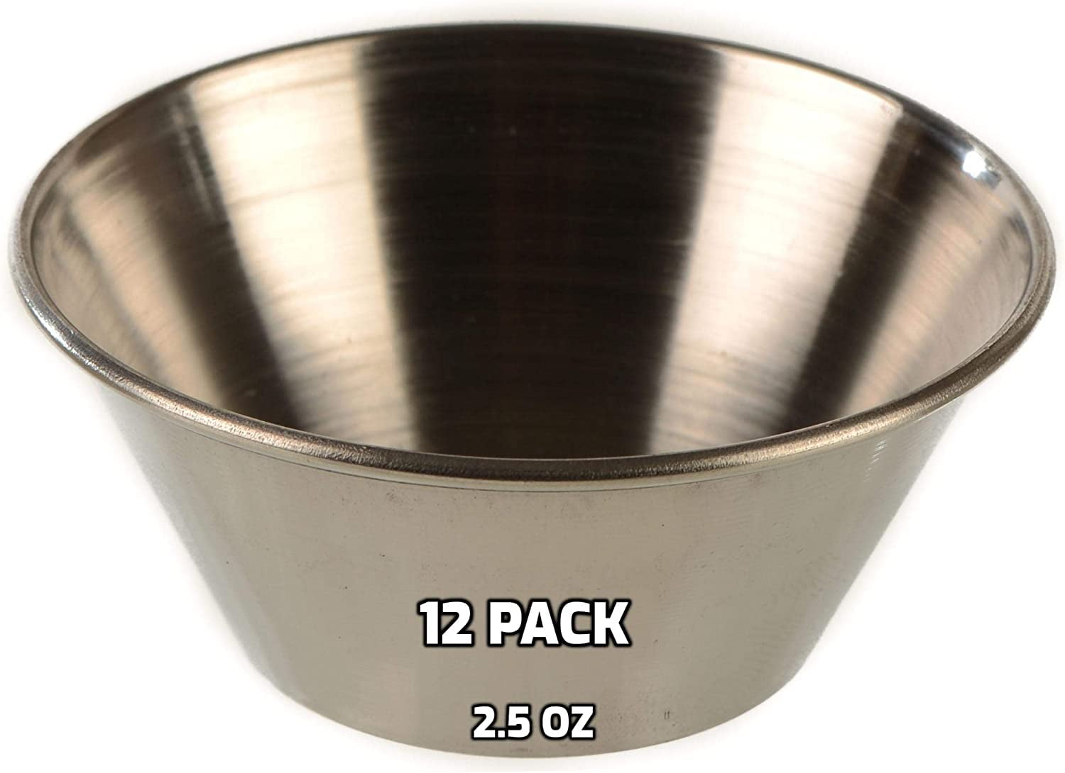 [96 Pack] 2.5 oz Stainless Steel Sauce Cups Round Condiment