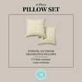 thumbnail image 5 of MARTHA STEWART Tulum Indoor Outdoor Decorative Pillow 2-Pack Set, UV Fade Resistant, Water Repellent, Printed Modern Design, Taupe, 18"x18", 5 of 9