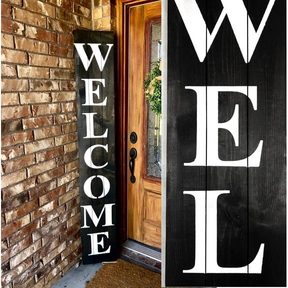 Cskhip Wood Signs WELCOME SIGN, welcome sign for front door, wood welcome sign, porch welcome sign, welcome, sign Wooden Signs With Sayings 6x16 inch