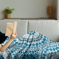 thumbnail image 3 of Geometric Soft Flannel Fleece Blanket, Concentric Circles Mosaic Tiles Consist of Smaller Dots in Blue Shades Design, Cozy Plush for Indoor and Outdoor Use, 50" x 70", Blue and White, by Ambesonne, 3 of 5
