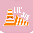 thumbnail image 4 of Inktastic Lil Sis with Construction Cones Girls Baby Bib, 4 of 4