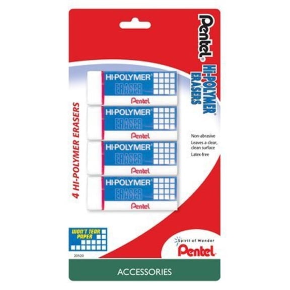 Pentel Eraser Hi-Polymer White (4-pack)