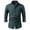 Green, variant on Men's Long Sleeve Washed Denim Shirt Jacket Lapel Collar Single Chest Pocket Button Down Casual Work Shacket Outerwear Dark Blue S