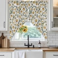 thumbnail image 6 of Farmhouse Daisy Swag Curtains for Kitchen/Bedroom/Living Room, Spring Vintage Country Flower Plant Scalloped Curtains 63 Inch Long, Window Swag Topper Curtains Valances 2 Panels Set 36"x63", 6 of 8