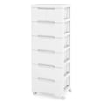 thumbnail image 4 of FONIRRA 7 Drawer Plastic Rolling Storage Cart, With 4 Universal Wheels Dresser Cabinet, White., 4 of 8
