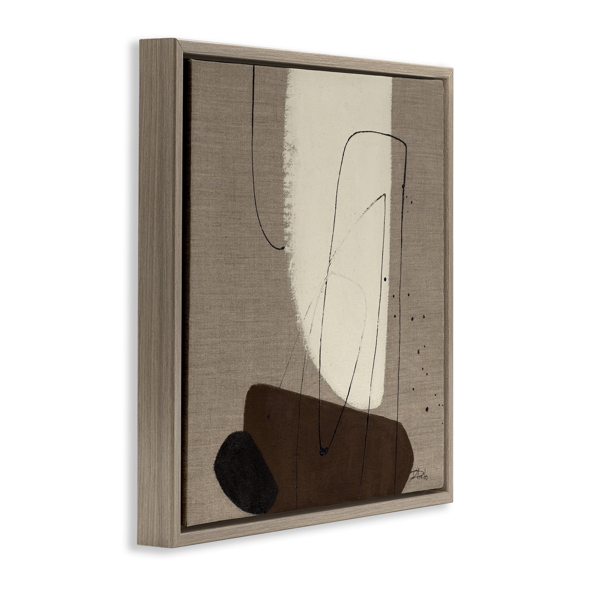 Stupell Industries Natural Oblong Shapes Abstract Painting Brown Floater Framed Canvas Art Print Wall Art, 18 x 18
