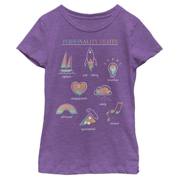 Girl's Soul Personality Book Graphic Tee Purple Berry Medium