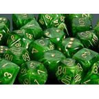 Dados Chessex: Juego de dados Vortex poliédricos de 7 troqueles - Verde con oro Chessex 748223521109