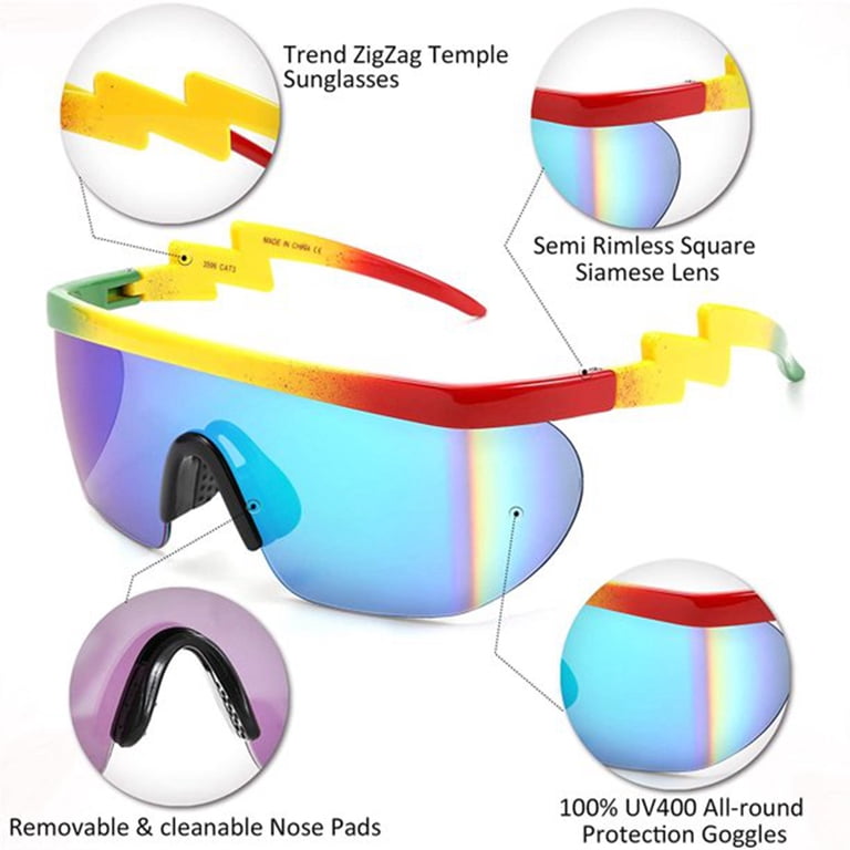 FZFLZDH Semi Rimless Neon Rainbow Mirrored Lens Sports  display picture 2