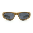 thumbnail image 4 of Retro Classy Oval Wrap Around Vintage Sport Soft Arm Tip Plastic Sunglasses Light Brown - Black, 4 of 7