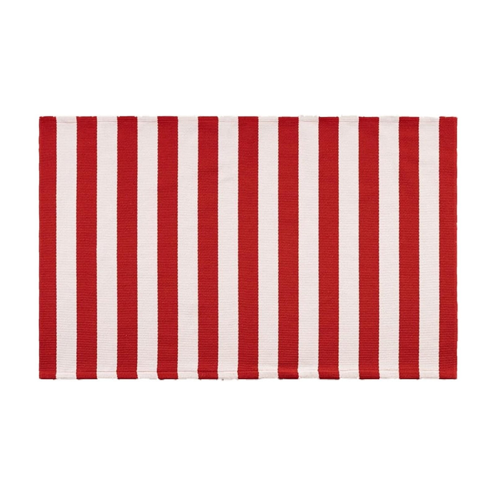 Red and White Striped Rug 28 x 43 Inch Washable Woven Indoor Outdoor Mat For Entryway Kitchen Porch Farmhouse Decor