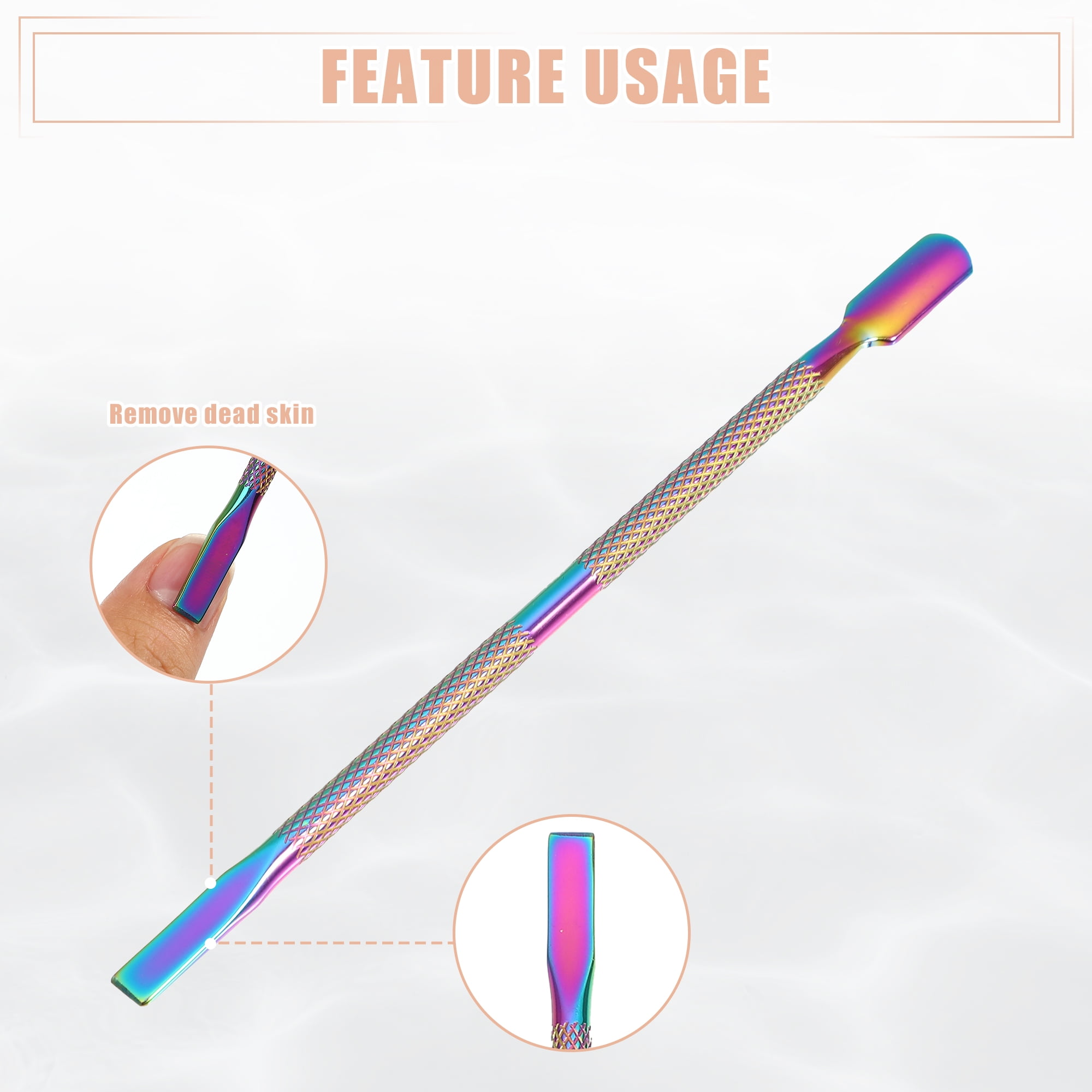Unique Bargains 3 Pcs Cuticle Pusher Set Stainless Steel Double Head Remover Tool