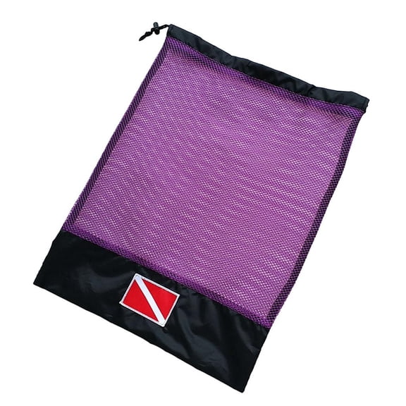 Bolsa de Equipo de Almacenamiento de Malla con Cordón para Buceo, Snorkel, Natación, Accesorios para Equipos de Deportes Acuáticos Púrpura Macarena Dive Mesh Gear Pouch