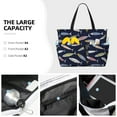thumbnail image 3 of Zufioo Sardine Print Large Capacity Beach Travel Bag, Zippered Pocket Foldable Hand-held Shoulder Beach Bag, 3 of 7
