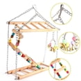 thumbnail image 3 of Flmtop Suspension Climbing Swing Bird Parrot Squirrel Bite Beads Bell Toy Cage Decor Wood, 3 of 8