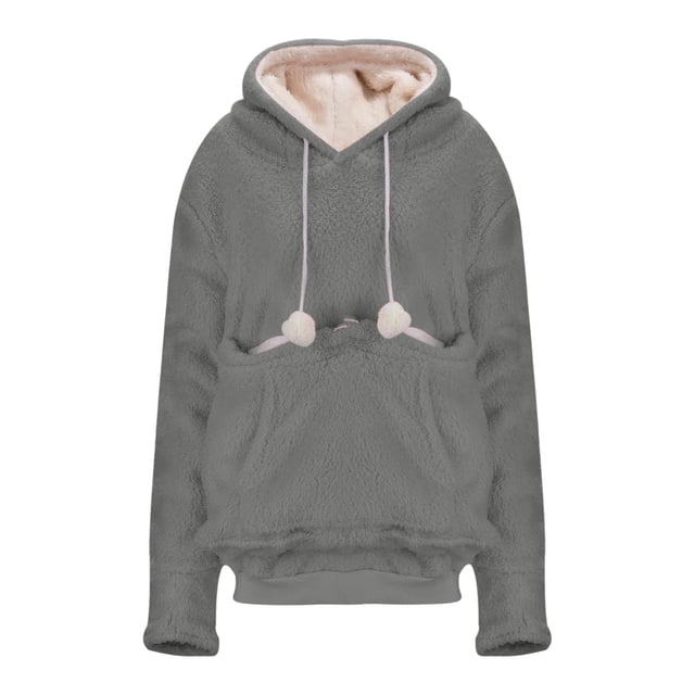 Sudaderas con capucha para mascotas, sudadera con capucha, ropa de calle, bolsa grande con capucha, soporte para gato, portador para calle comercial , metro Gris claro