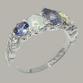 thumbnail image 3 of LBG British Made 925 Sterling Silver Natural Tanzanite & Opal Womens Band Ring - 33 size options - Size 10.5, 3 of 6