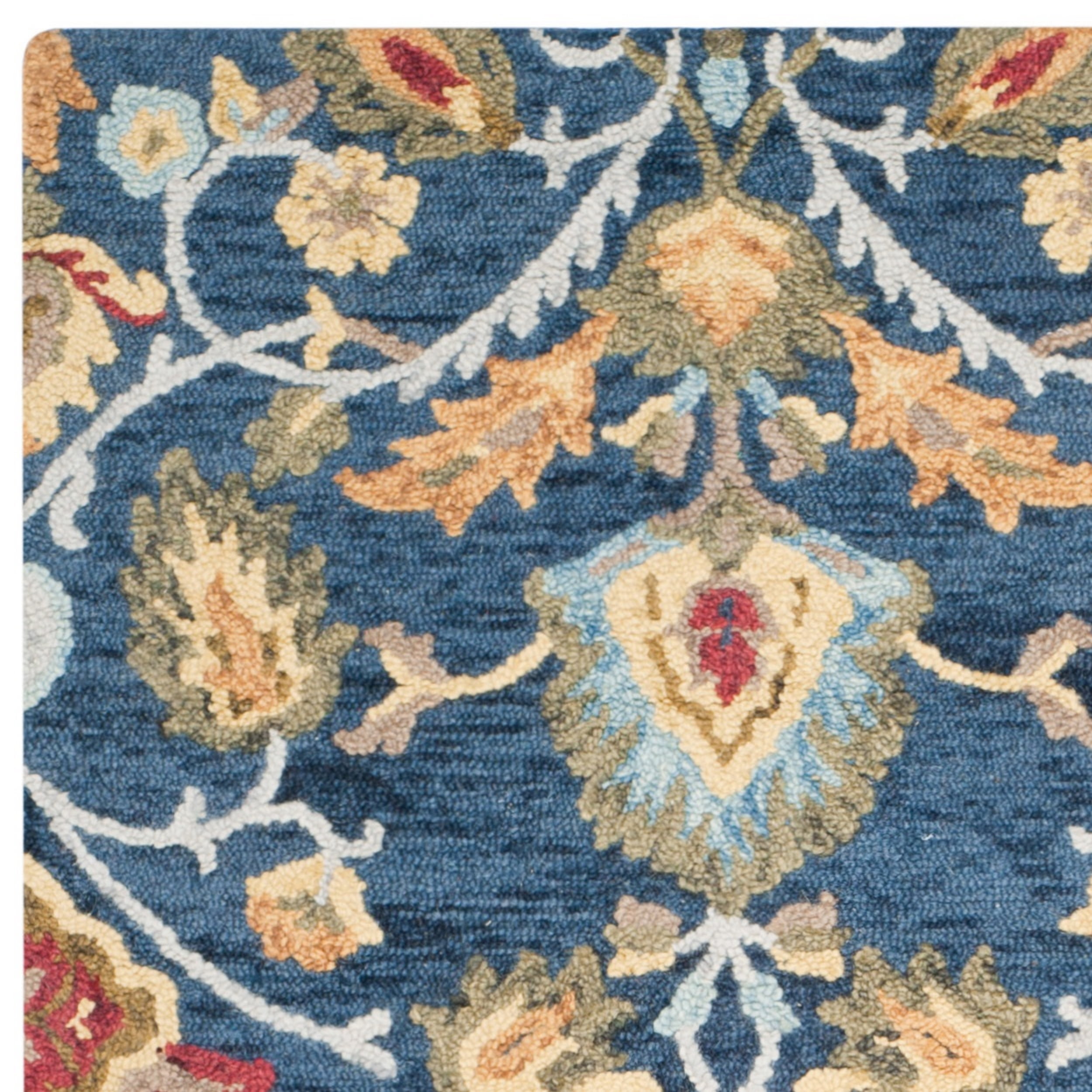 SAFAVIEH Blossom Lennon Floral Wool Area Rug, Navy/Multi, 11' x 15'