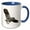 Blue/White, variant on 3drose, Scops Owl Gliding, 15oz Two-tone Blue Mug