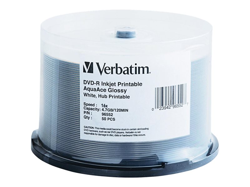 Verbatim Dvd R Wht Inkjt 50pk 4 7gb 16x Aquaace Walmart Com Walmart Com