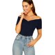 thumbnail image 1 of playera sexy de punto acanalado de manga corta con cuello en V para mujer Azul oscuro G Azul oscuro G Xishao ropa, 1 of 2