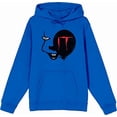 thumbnail image 4 of It Chapter 2 Enlarged Pennywise Face Adult Blue Long Sleeve Hoodie-Medium, 4 of 6