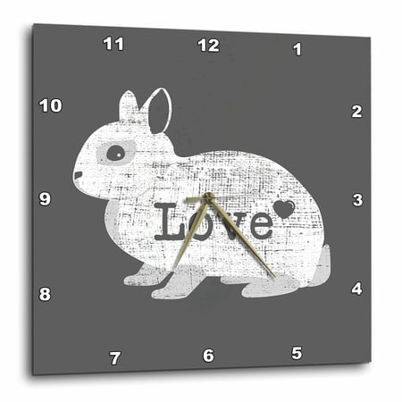 3drose, Love Netherland Dwarf Rabbit Distressed, 10x10 Wall Clock