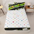 thumbnail image 4 of Castle Fairy Grunge Garbage Truck Zipper Full Size Comforter Sets with Fitted Sheet and 2 Pillowcases for Boys,Race-Inspired Dump Truck Zipper Bedding Set for Bedroom,Green Yellow,4pcs,Reversible, 4 of 6