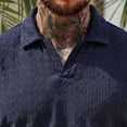 thumbnail image 4 of KIHOUT Men's Jacquard Textured Knit Polo Shirt, Retro Open Collar Short Sleeve Casual Fashion Top for Everyday Wear, 4 of 6