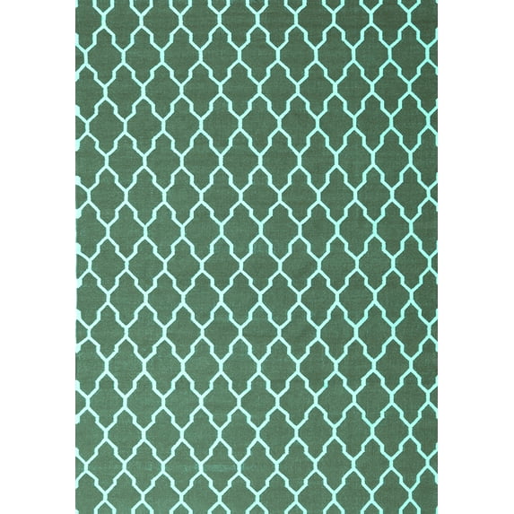Ahgly Company Machine Washable Indoor Rectangle Trellis Turquoise Blue Modern Area Rugs, 6' x 9'