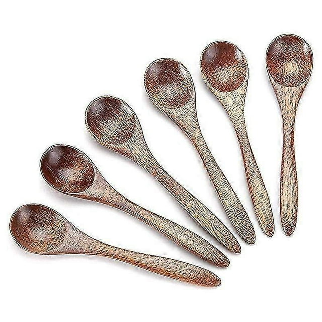 Small Wooden Spoons 6Pcs Wooden Teaspoon for Cooking Small Condiments Spoon Mini Wooden Honey Spoon for Daily Use