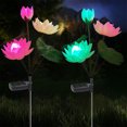 thumbnail image 1 of Pack de 2 luces solares de jardín, farolillos LED de flor de loto con luces que cambian de color para decoración exterior, patio, sendero y jardín, 1 of 5