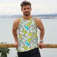 thumbnail image 6 of Rateoe Funny Dinosaurs on Stripes Pattern Sleeveless Gym Shirt Muscle Tee Breathable Workout Shirt Slim-Fit Tank Quick Dry Fit Muscle Tank Top Bodybuilding Sleeveless T Shirt-Large, 6 of 7