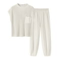 thumbnail image 6 of Luniro Womens 2 Piece Matching Sets Sweater Top Lounge Casual Pants Set Summer Travel Outfits 2025, 6 of 11
