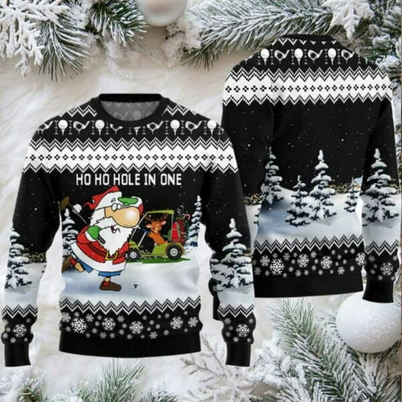 2025 Santa And Golf Mens Christmas Sweater