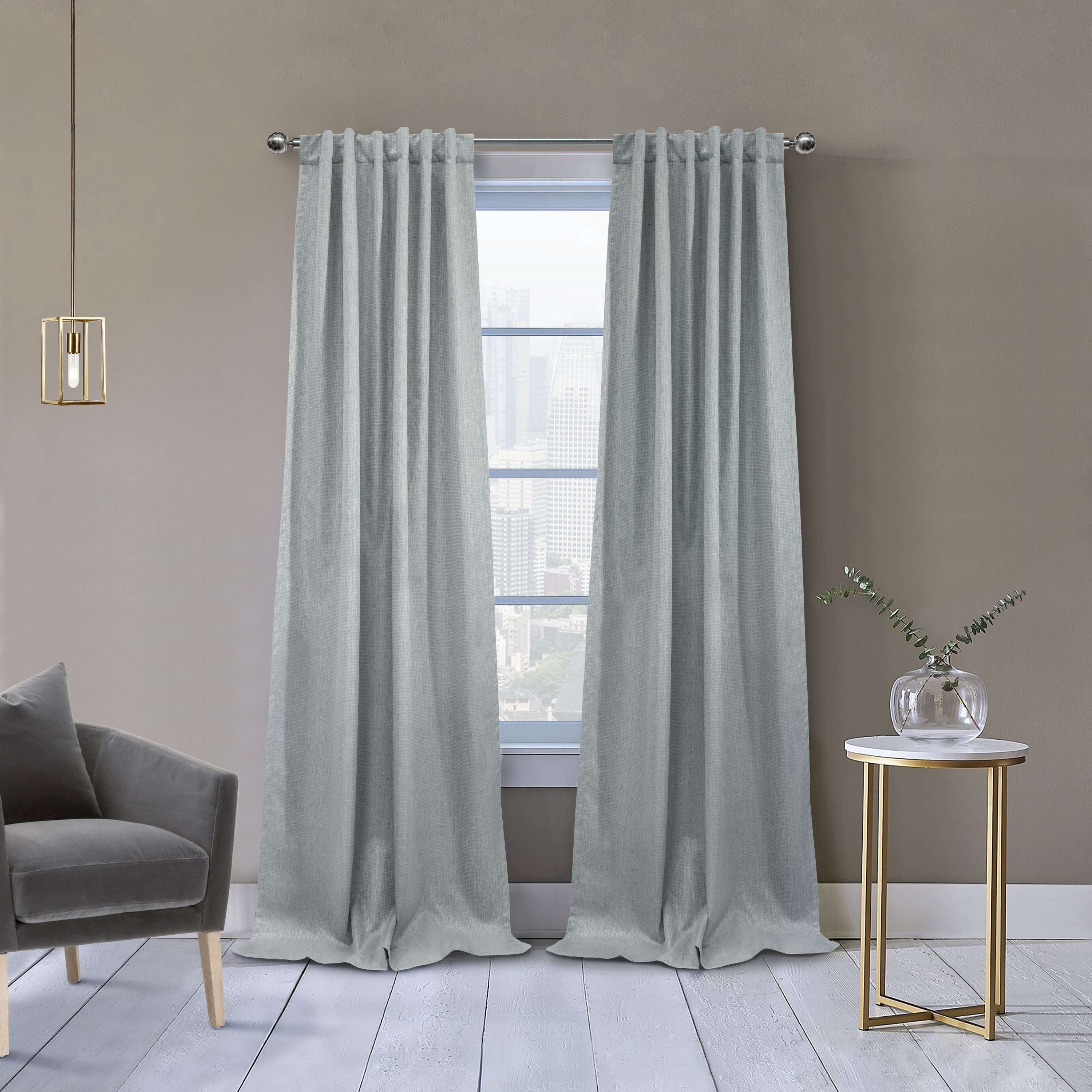 Davie Total Blackout Multi Textured Fabric Dual Header(Back Tab/Rod Pocket) Curtain Panel 52" x 95" in Silver