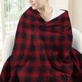 thumbnail image 2 of Sunbeam Electric Heated Throw Blanket Microplush Reverse Faux Shearling 4 Heat Settings Auto-Off Red Buffalo Plaid 50 x 60, 2 of 15