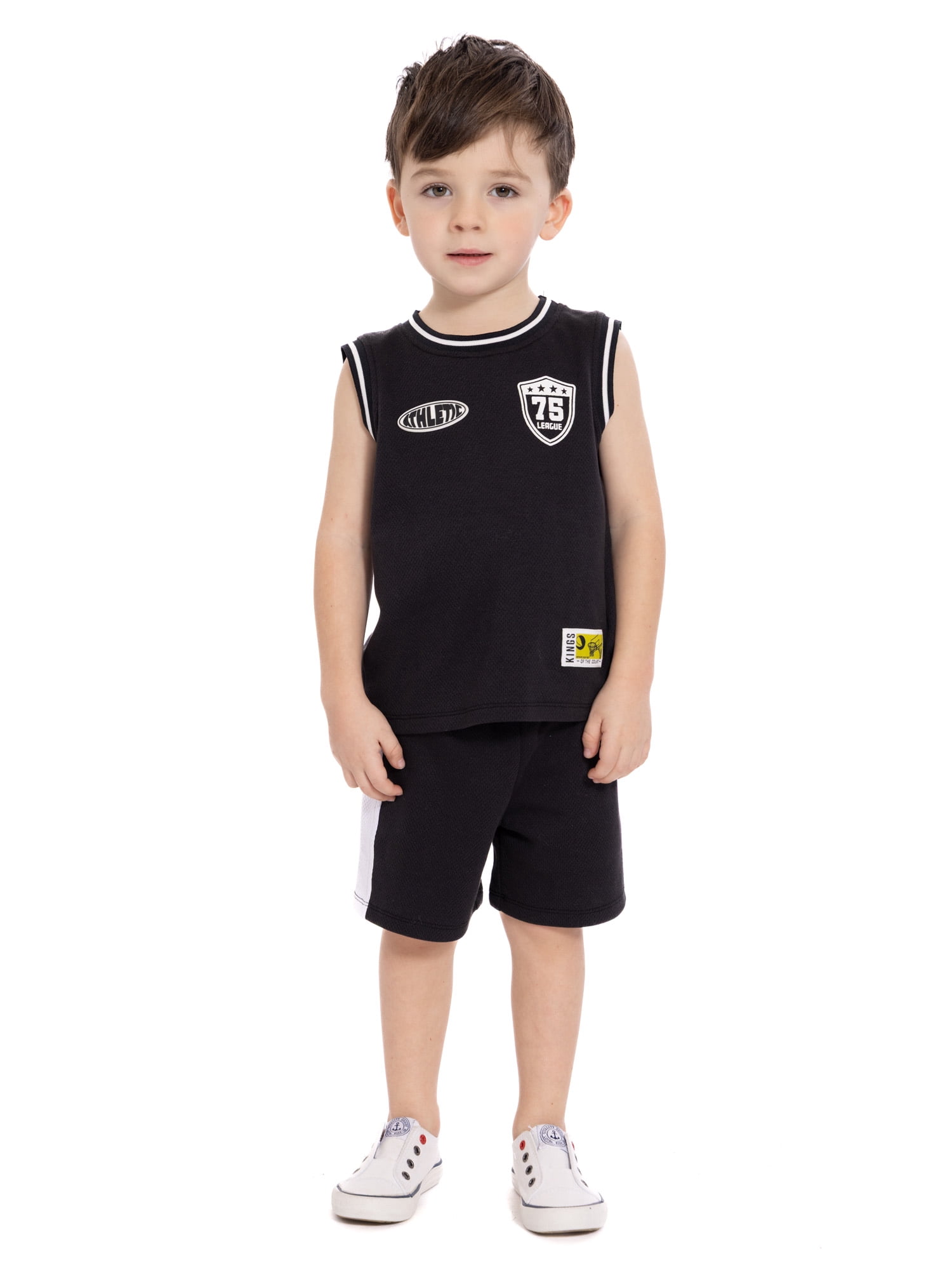 Wonder Nation Toddler Boys Sleeveless Basketball Jersey and Shorts Set, 2-Piece, Sizes 12M-5T