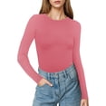 thumbnail image 1 of Women's Ribbed Long Sleeve Crewneck Sweater Knit Fitted Soft Light Pullovers Sweater Fall Basic Casual Tops, 1 of 7