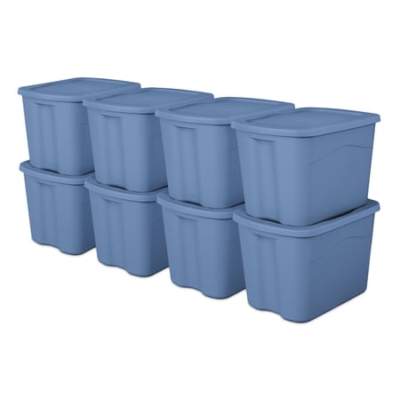 Sterilite Large Storage Bin 18 Gallon Durable Plastic Storage Tote with Snap-on