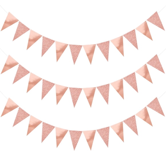 Banderines con purpurina y guirnalda para decoración de fiestas