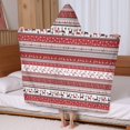 thumbnail image 5 of Red Christmas Folk Pattern Hooded Bath Towel，60"x35" for Ages 3 To 12 Kids, Quick Dry Lightweight Soft Microfiber Hood Beach Towel Cover Up for Kids, 5 of 7