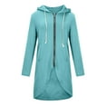 thumbnail image 4 of Fgnfyis Women Streetwear Zip Up Hoodie Long Lined Oversized Hooded Sweatshirt with Pockets for Winter Light Blue M, 4 of 9