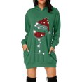 thumbnail image 1 of Sudadera con capucha de mujer con estampado navideño de longitud media Sudadera con capucha FleinngHoz JD710495492, 1 of 2
