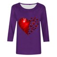 thumbnail image 4 of TrendVibe365 Valentines Day Clothes Womens Tops 3/4 Sleeve T Shirt Plus Size with Crew Neck Polyester Casual Love Heart Printed Lover Gift Blouse Tops for Valentines Gifts Pink 3XL, 4 of 4