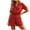 Red, variant on Women's Polka Dot Shirt Style Romper, Turn Down Collar Cuffed Sleeve High Waist Pocket One Piece