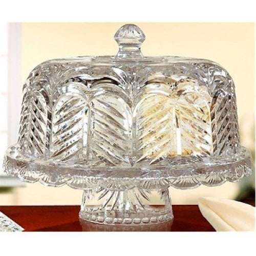 Fifth Avenue Crystal Portico Reversible Chipndip or Domed Cake Plate
