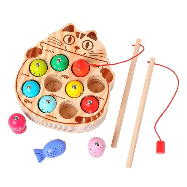 Juego de pesca magnético de madera para niños Montessori de 1 a 3 años